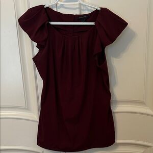 Banana Republic Burgendy Flutter-Sleeve Blouse with Button Back
